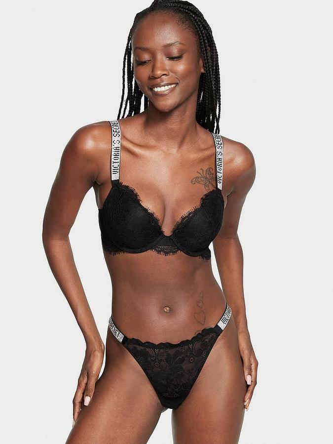 Bombshell Shine Strap Lace Thong Panty