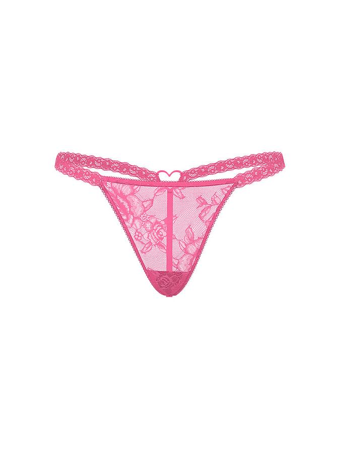 Rose Lace Heart Hardware V-String Panty image number 2