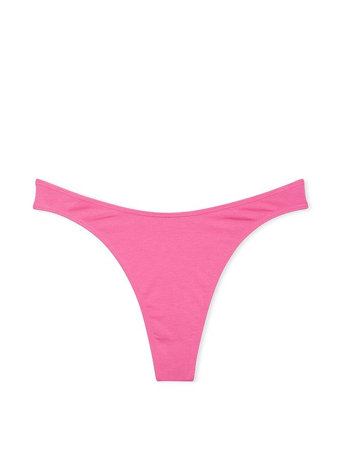 Stretch Cotton High-Leg Scoop Thong Panty image number 2