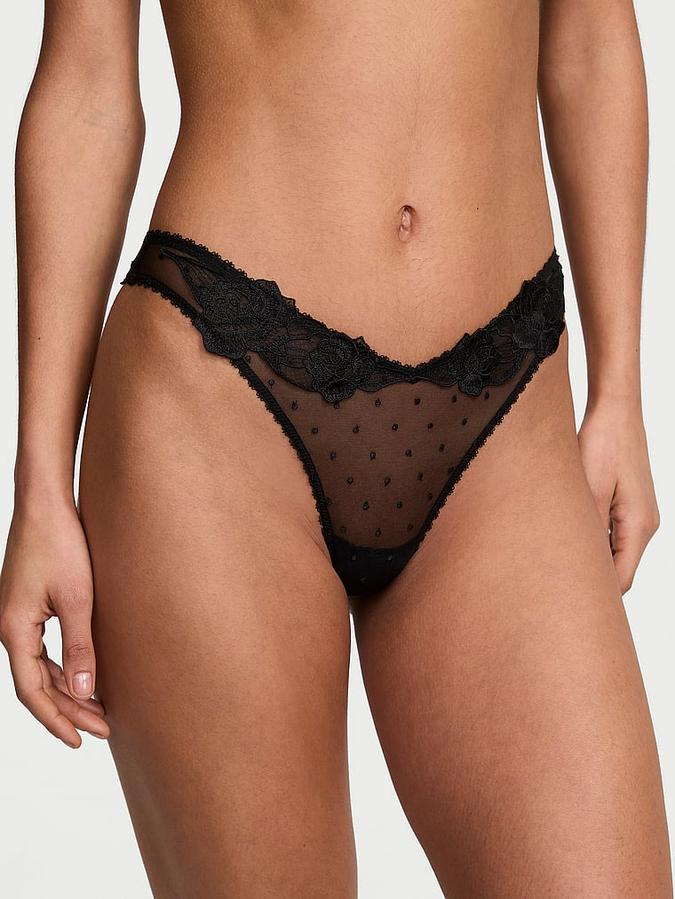 Sheer Rose High-Leg Thong Panty image number 0