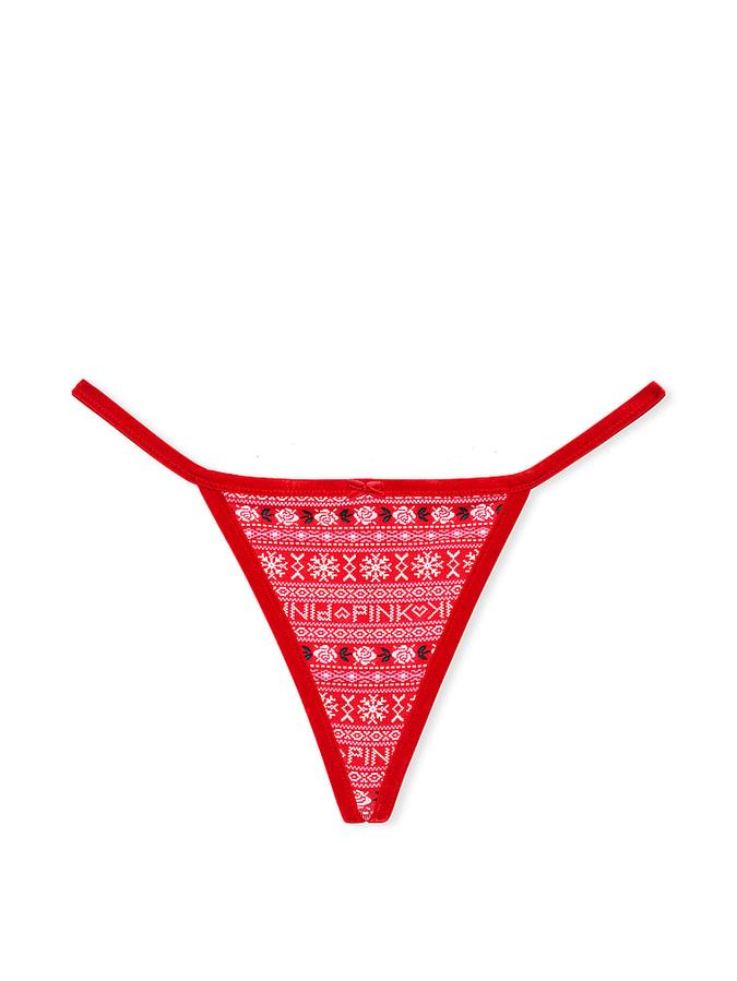 Cotton Velvet-Trim V-String Panty image number 1