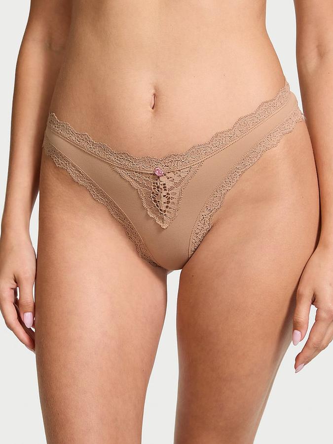 Lace-Trim Thong Panty image number 0