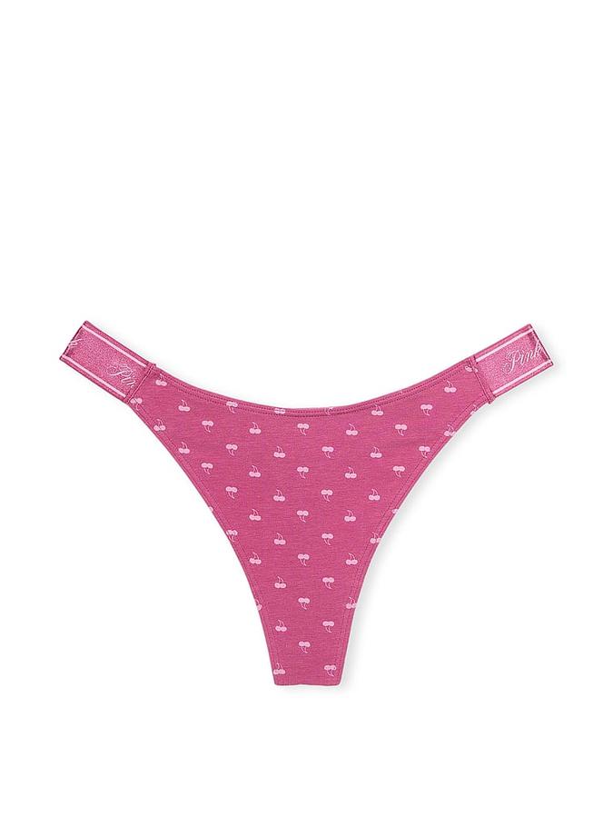 Logo Cotton High-Leg Thong Panty