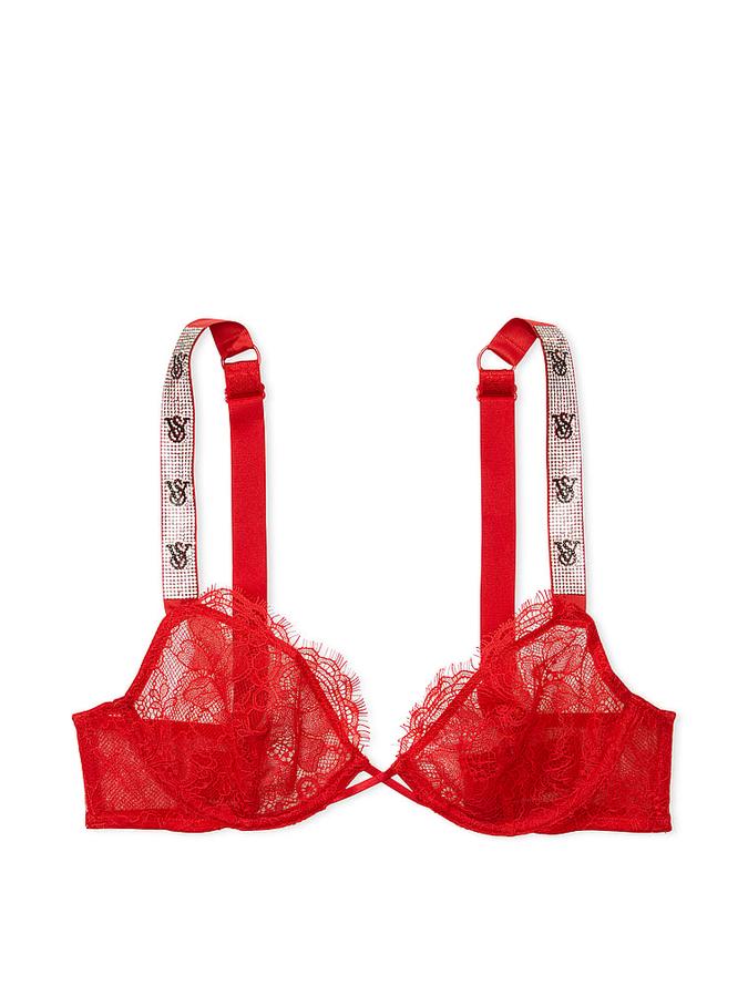 Shine Strap Unlined Low-Cut Lace Demi Bra image number 2