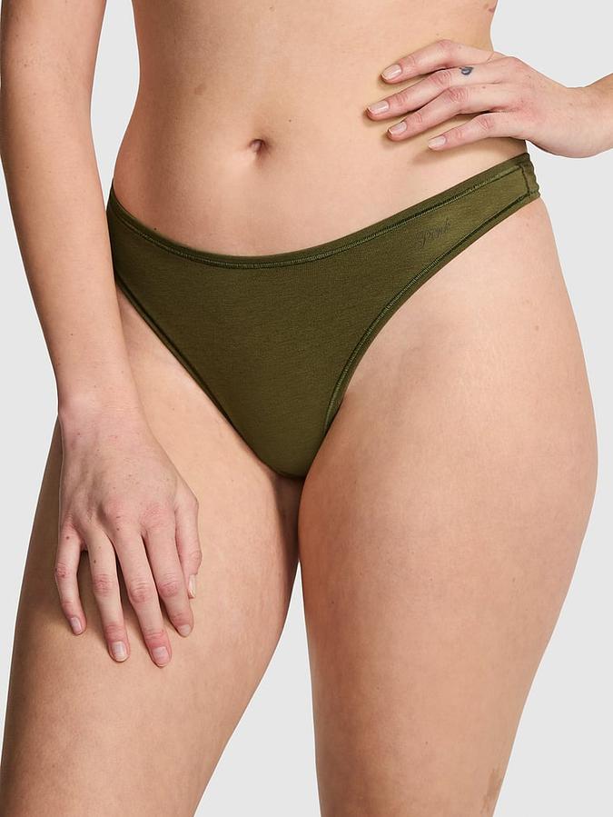 Cotton High-Leg Thong Panty image number 0