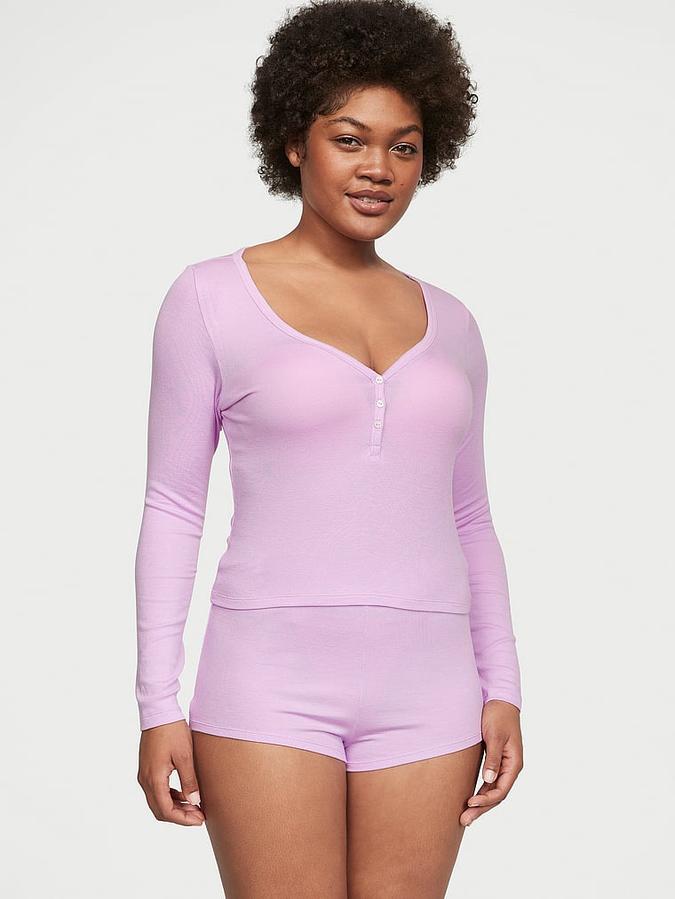 Ribbed Modal Henley Short Set image number 0