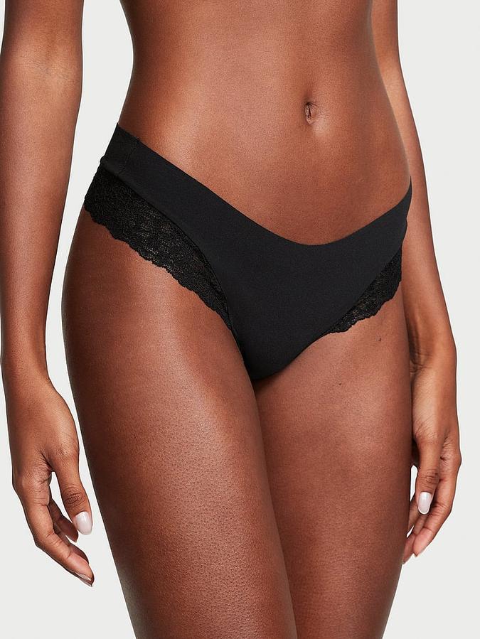 No-Show Lace-Trim Thong Panty image number 0