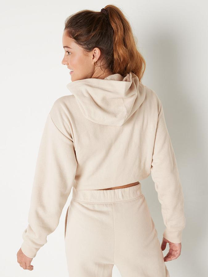 Fleece Cropped Cinched Campus Hoodie image number 1