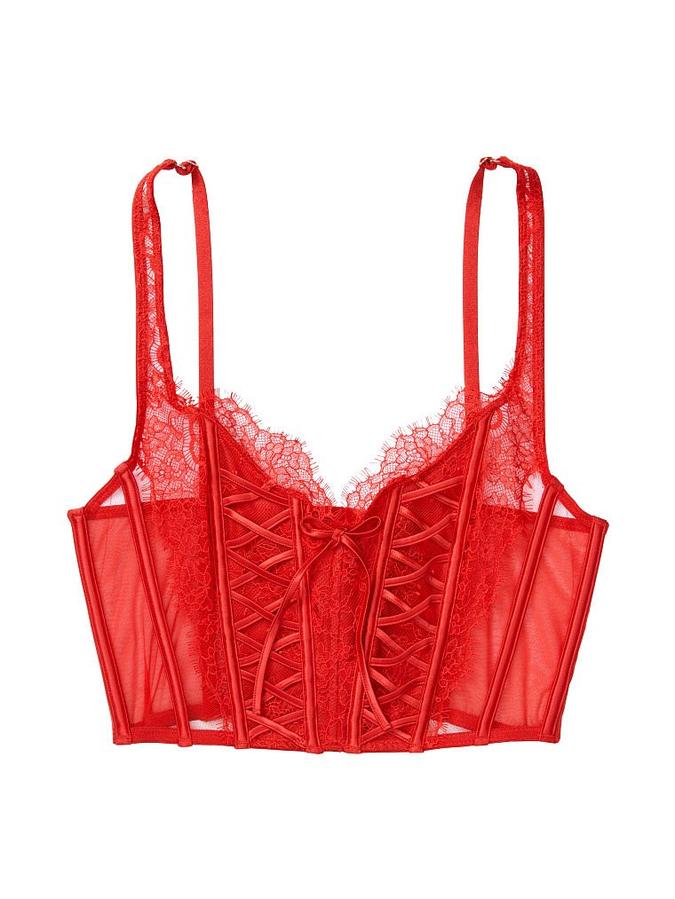 Unlined Lace-Up Corset Top image number 2