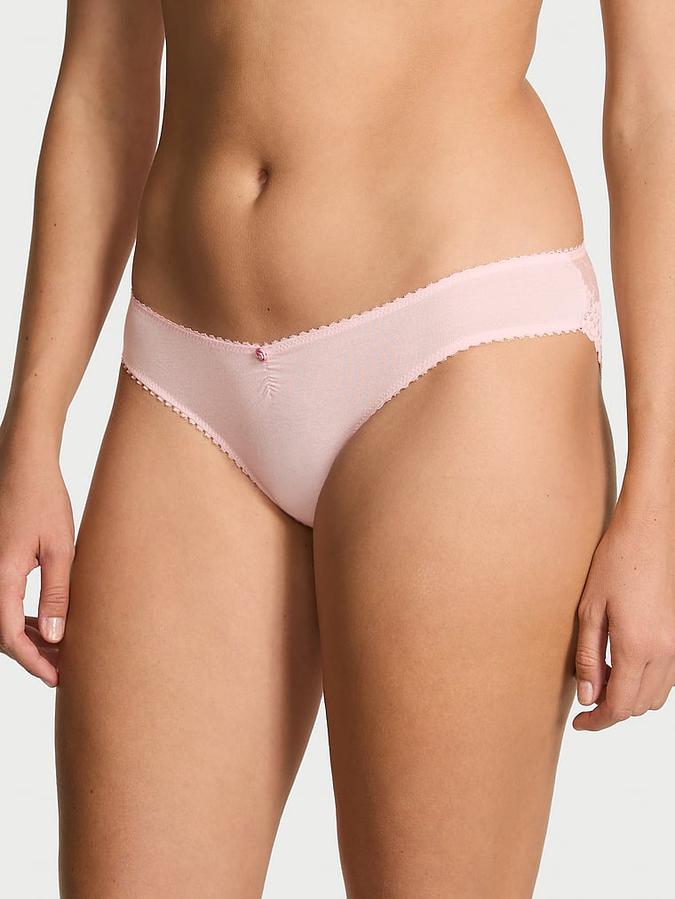 Stretch Cotton Heart Lace Bikini Panty