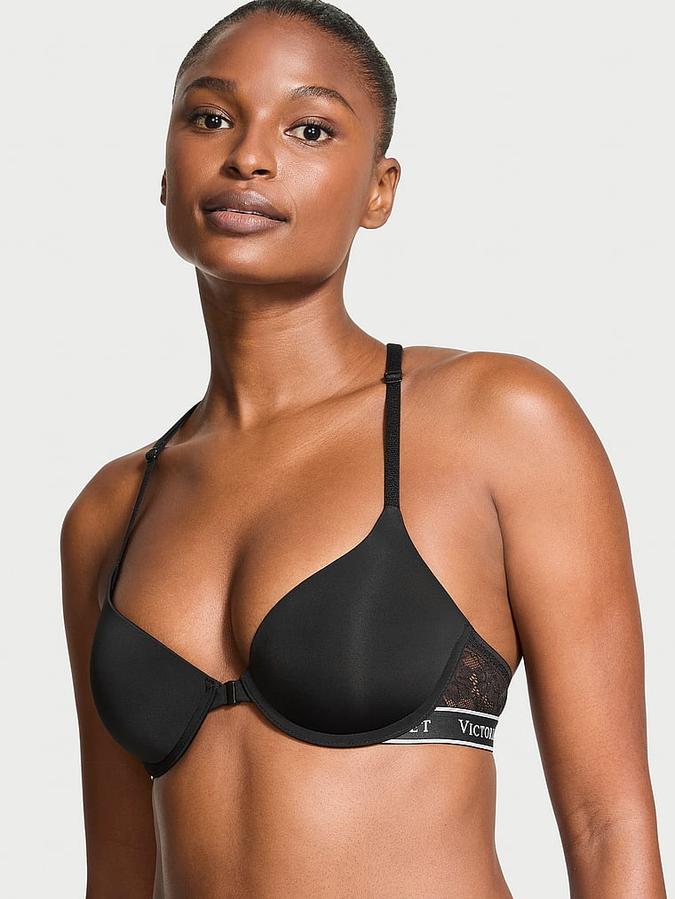Lightly Lined Front-Close Lace-Trim Demi Bra image number 0
