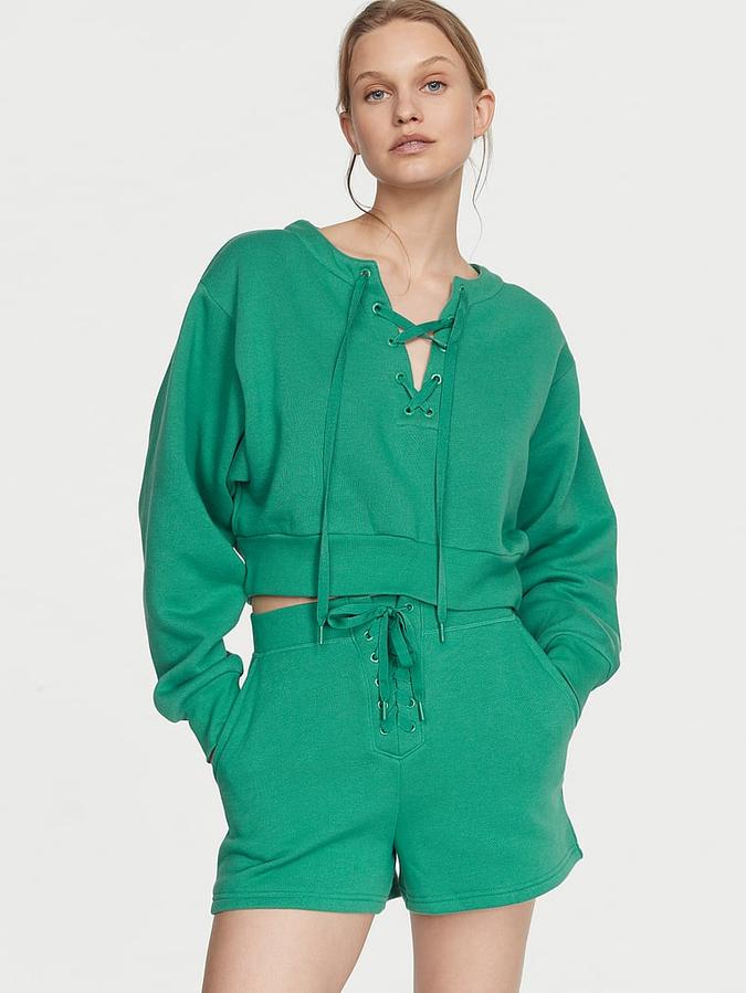 Cotton Fleece Lace-Up Crewneck image number 3