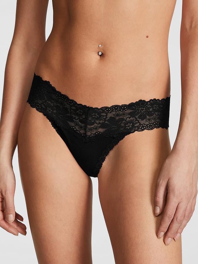 Wink Lace-Trim Thong Panty image number 0
