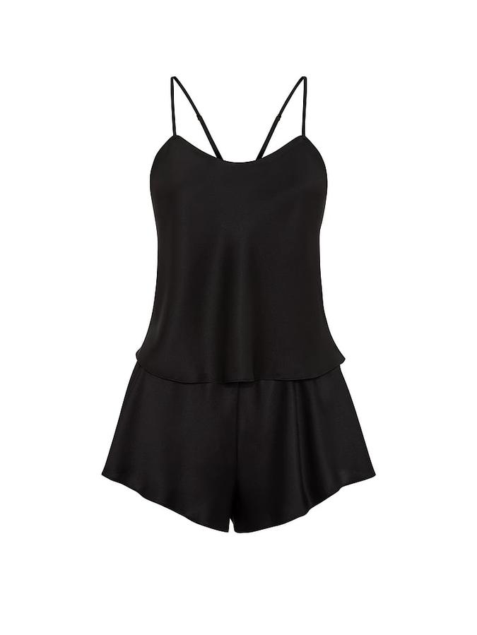 Satin Open-Back Cami & Shorts Set image number 2