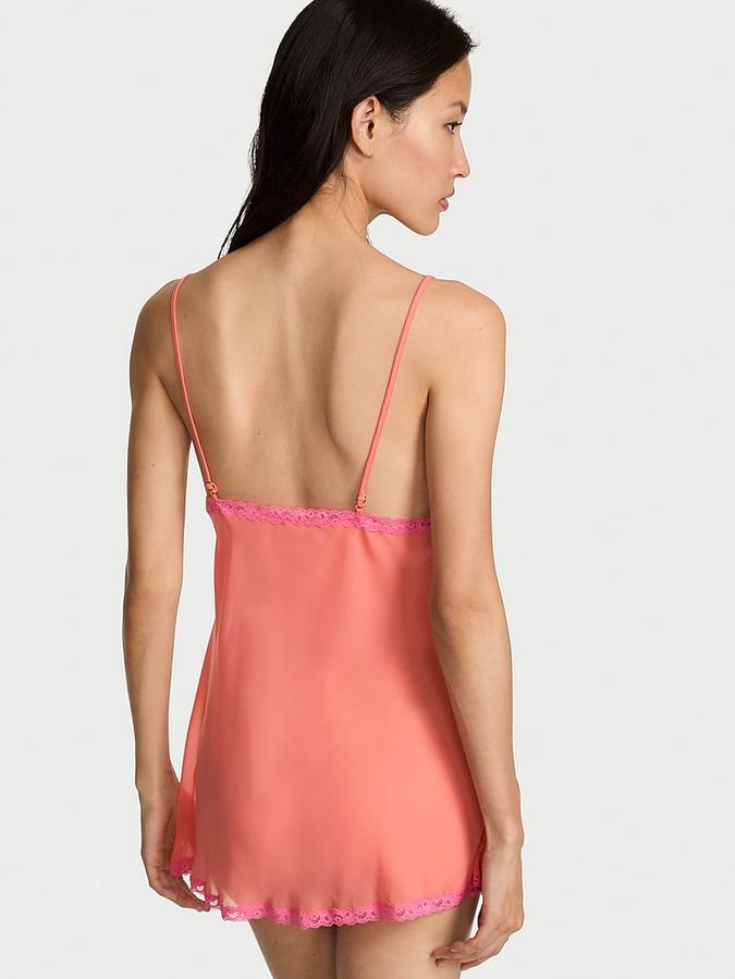 Chiffon Lace-Trim Mini Slip Dress