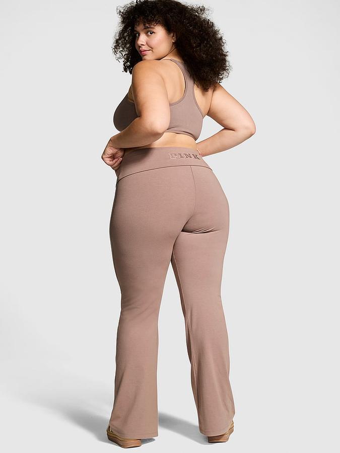 All-Day Cotton Foldover Flare Leggings image number 1