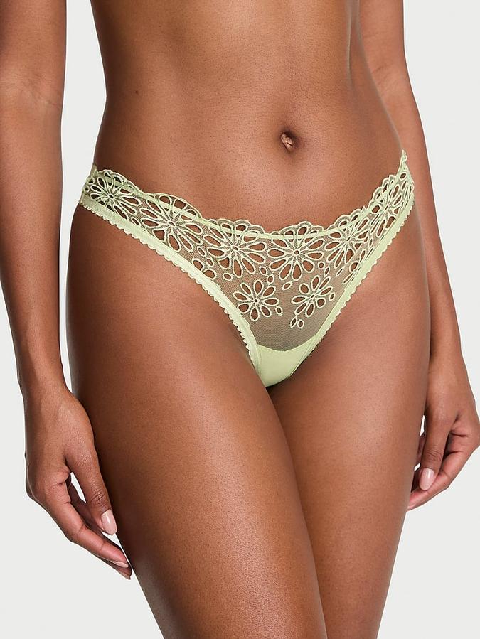 Eyelet Mesh Thong Panty