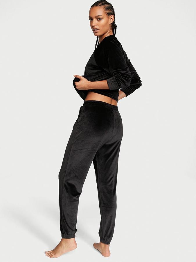 Velour Ribbed Lounge Pants image number 1