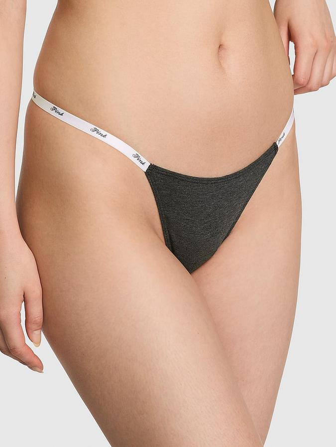 Logo Cotton Scoop Thong Panty
