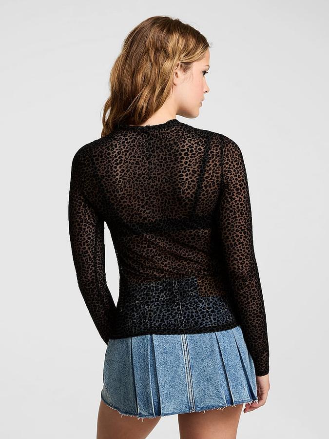 Base Leopard Mesh Long- Sleeve Tee image number 1