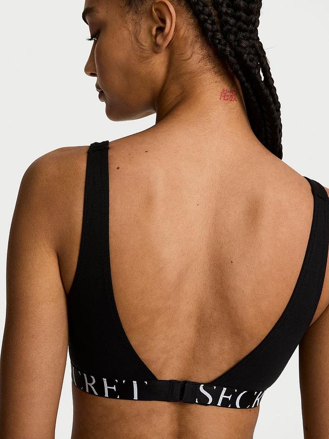 Cotton Exploded Logo Unlined Plunge Bralette