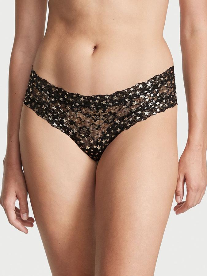 Foil-Print Lace Cheeky Panty