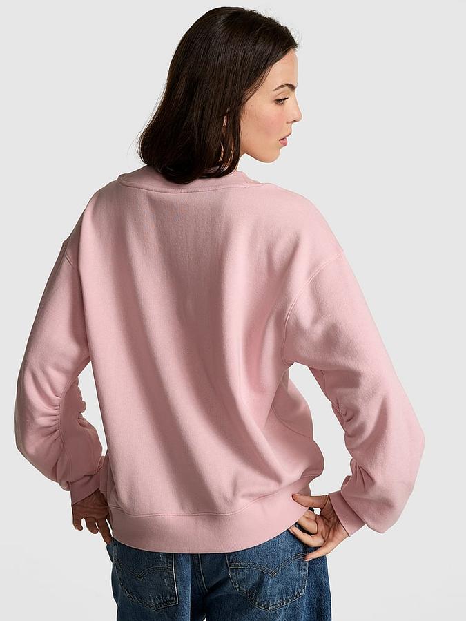 Ivy Fleece V-Neck High-Low Cropped Sweatshirt image number 1