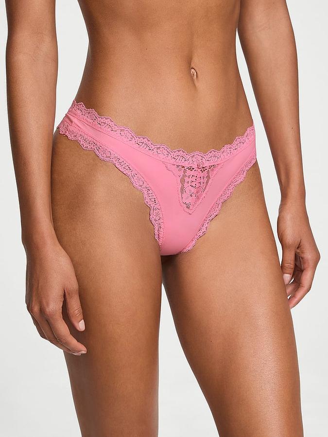 Lace-Trim Thong Panty image number 0