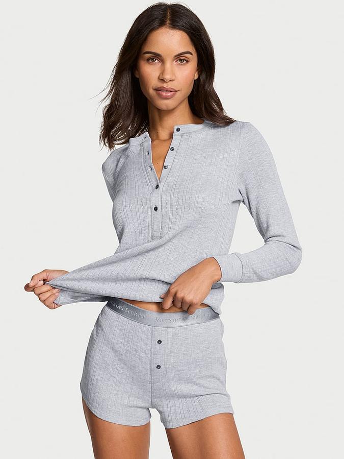 Cozy Pointelle Henley Short Pajama Set