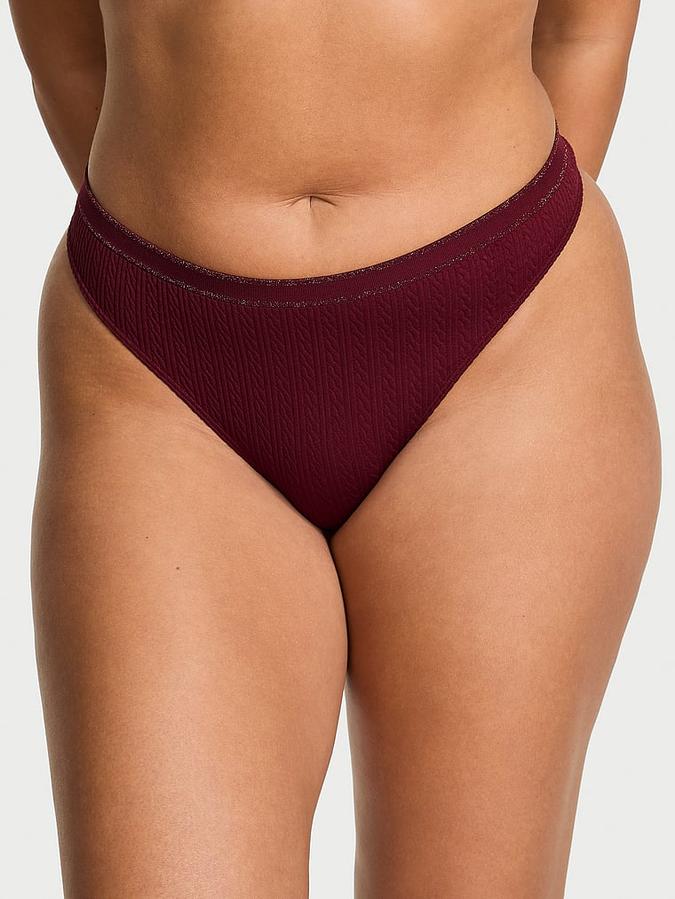 Seamless Cable-Knit Thong Panty