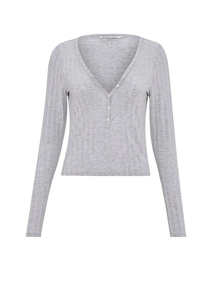 SoSoft&trade; Modal Ultra-Fine Long-Sleeve Henley Top image number 2