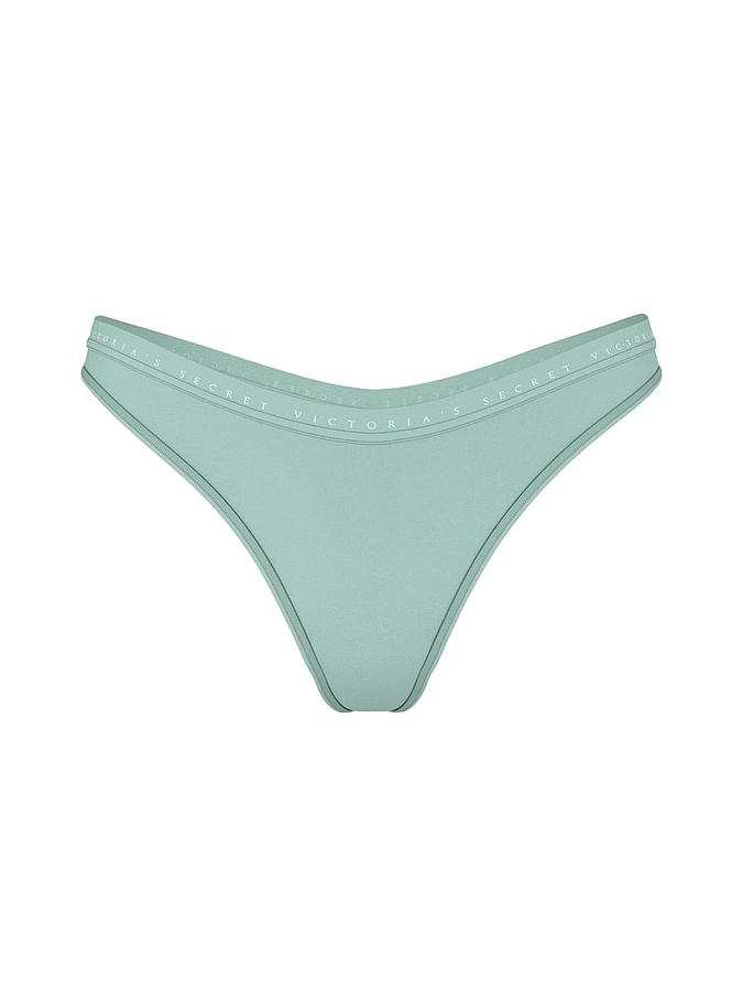 Stretch Cotton High-Leg Scoop Thong Panty image number 2