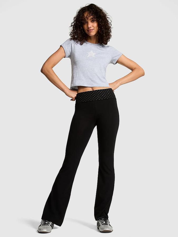 All-Day Cotton Foldover Flare Leggings
