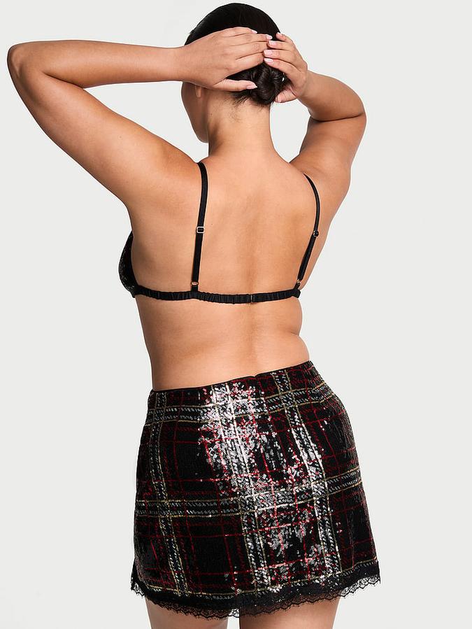 Sequin Tartan Bralette & Skirt Set