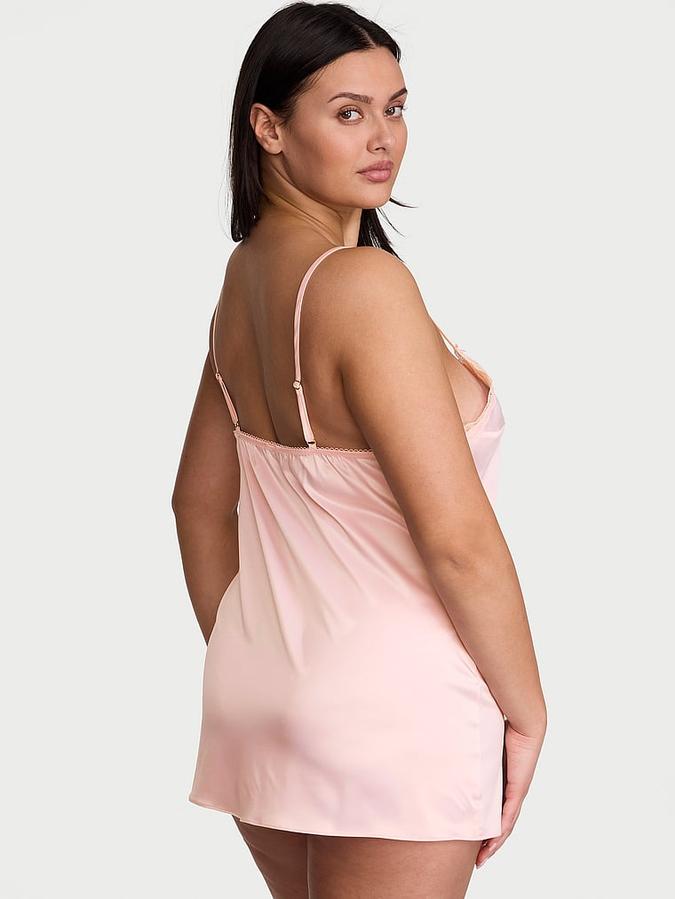 Tease Satin Lace-Trim Mini Slip Dress