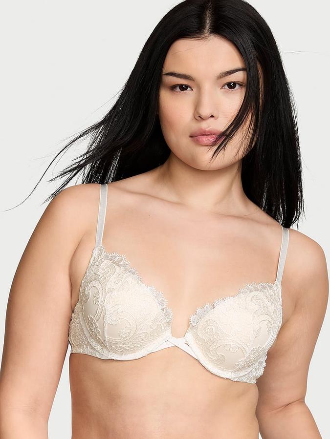 Boho Floral Embroidery Push-Up Bra image number 0