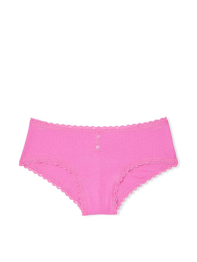 Cotton Pointelle Lace-Trim Cheeky Panty image number 2
