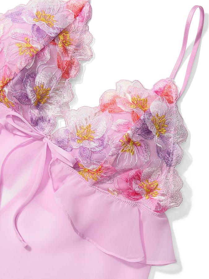 Watercolor Embroidery Flutter Bra Top image number 3