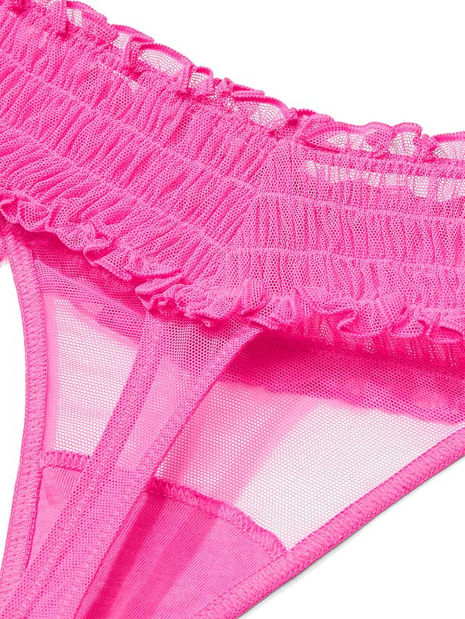 Smocked Mesh Thong Panty image number 3