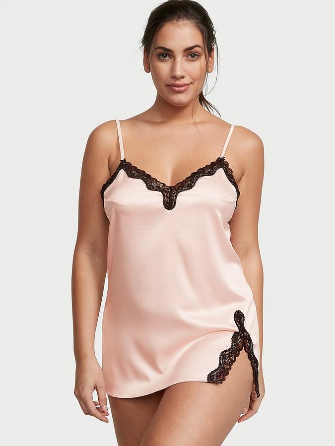 Fun & Flirty Satin Lace-Trim Mini Slip image number 0
