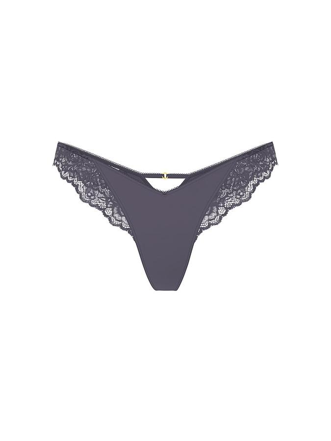 Rose Lace-Trim High-Leg Thong Panty image number 2