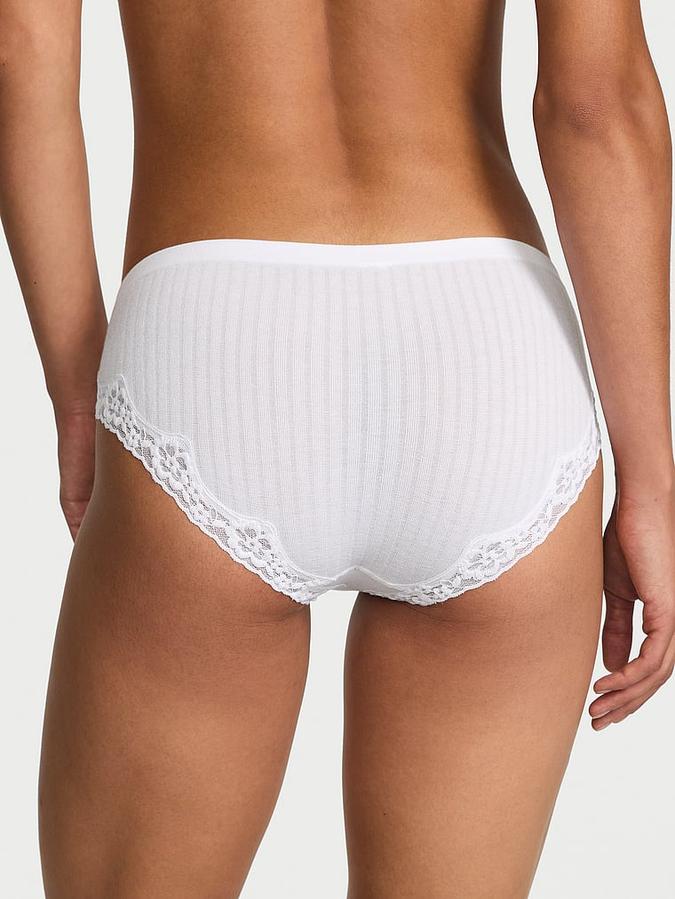 Seamless Rib Lace-Trim Hiphugger Panty