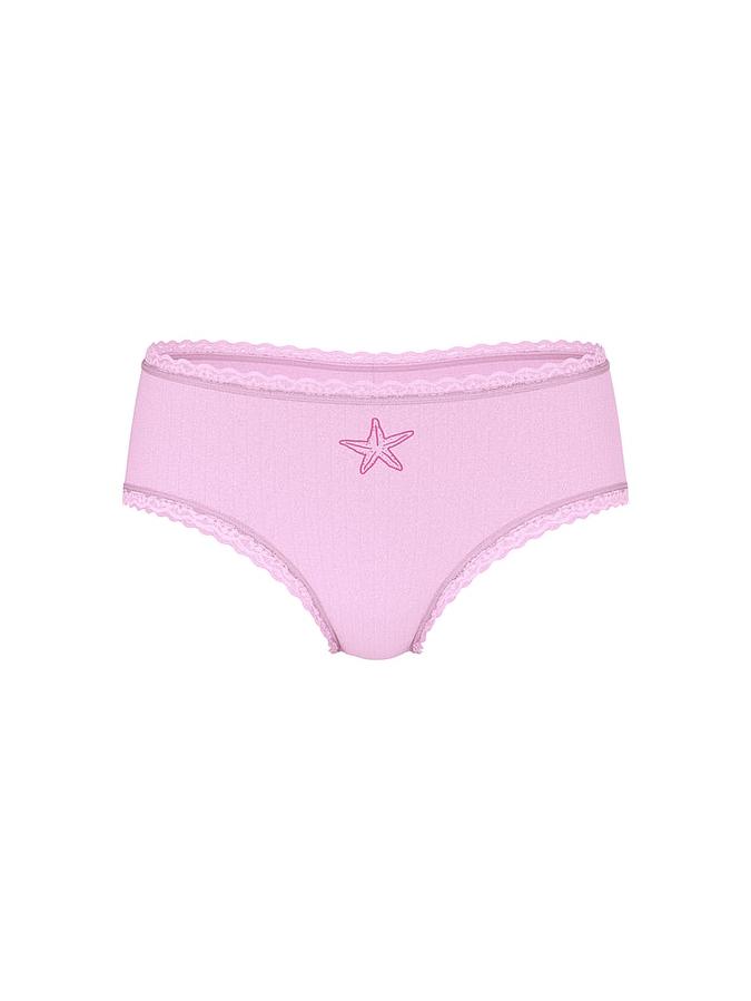 Stretch Cotton Pointelle Lace-Waist Cheeky Panty image number 2