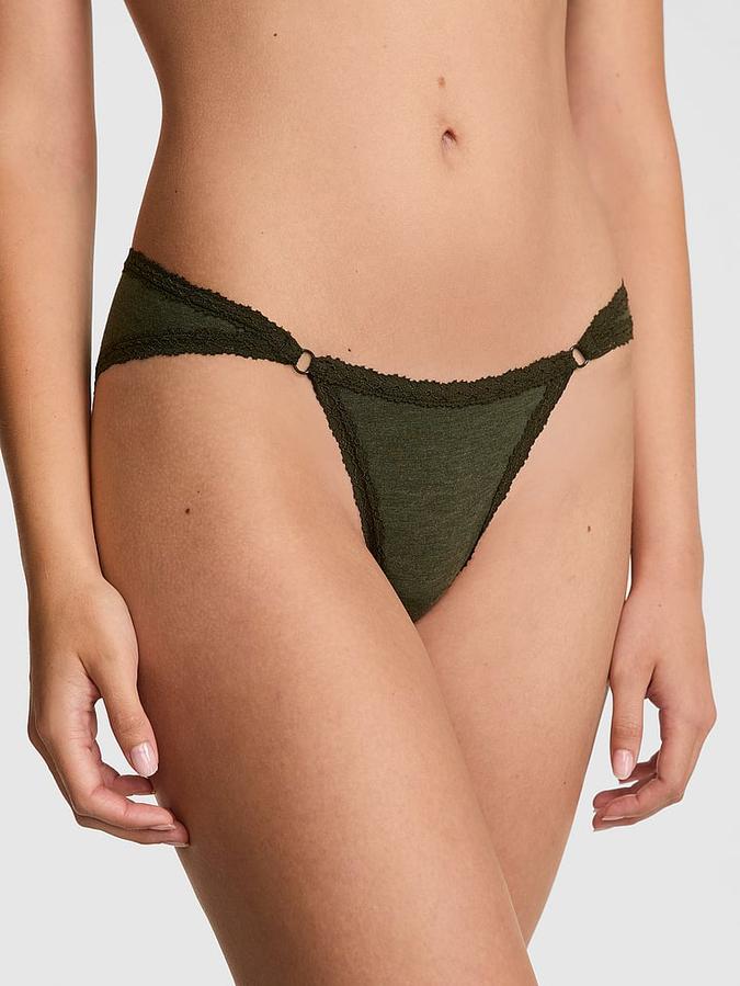 Cotton Lace-Trim Low-Rise Cheeky Panty