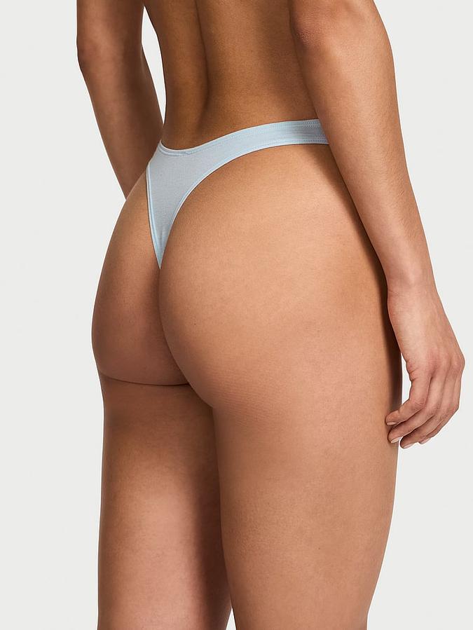 Body by Victoria Stretch Cotton High-Leg Scoop Thong Panty image number 1