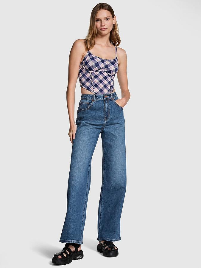 Denim by PINK High-Rise Straight-Leg Jeans image number 0