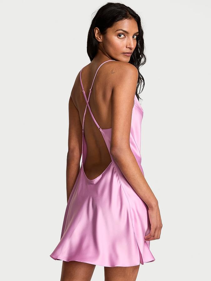 Satin Open-Back Slip Dress