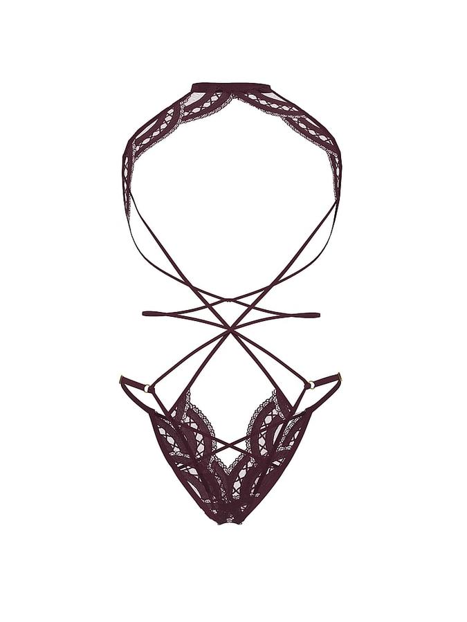 Laces Out Embroidery Crotchless Open-Cup Playsuit image number 2