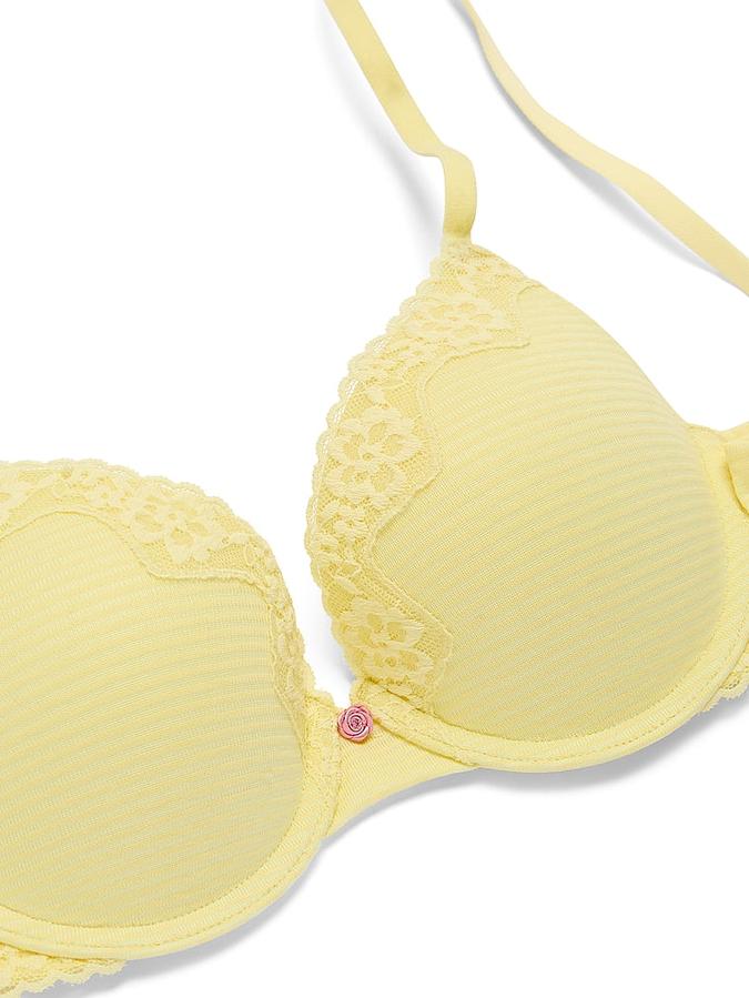 Perfect Shape Cotton Shadow Stripe Lace-Trim Push-Up Bra image number 2