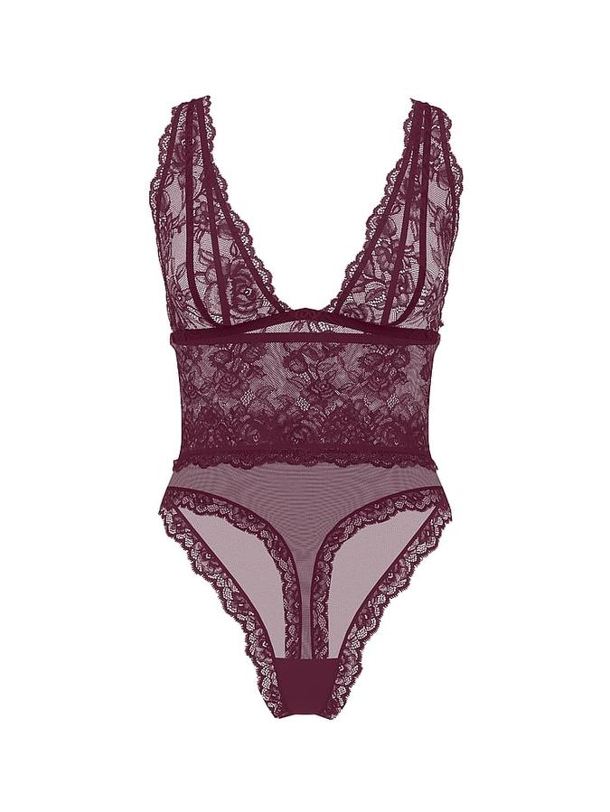 Sheer Rose Plunge Bodysuit image number 2